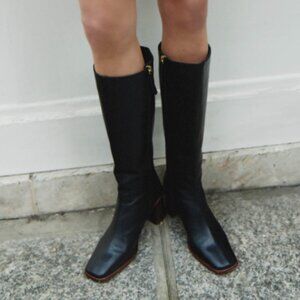 ALOHAS Knee High Black Leather Boots in Size 7